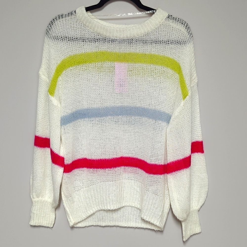 wild fable White Crewneck Striped Sweater